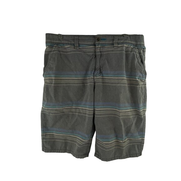 Tony Hawk Mens Striped Casual Shorts Size 30 Gray Blue Cotton Streetwear Summer - Picture 1 of 8